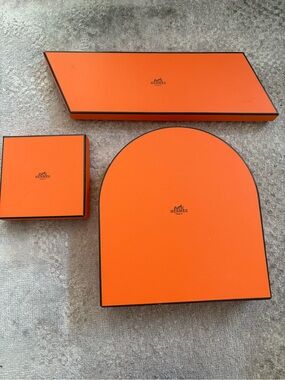 Hermes Authentic Designer Orange Box Set of 3